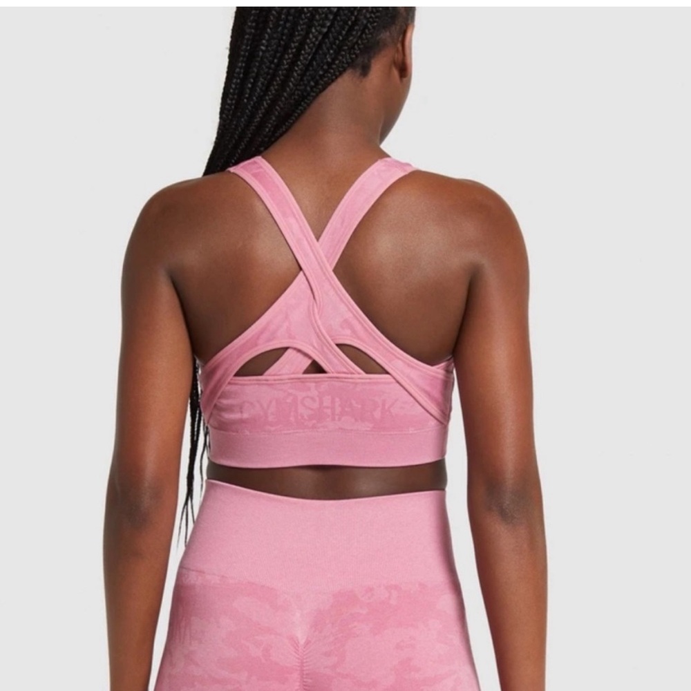 Pink Gymshark Camo Seamless Sports Bra Top